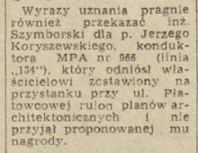 Uznanie dla konduktora, 1958